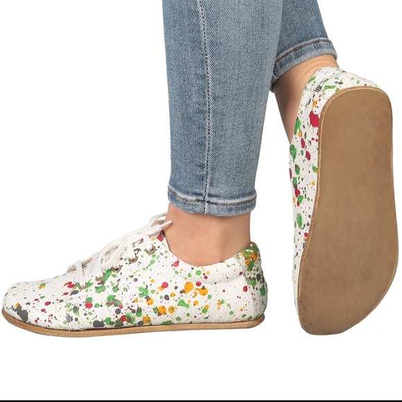 Aintap Handcrafted Leather Oxfords Barefoot SPLANTER Paint White Smooth Leather - Picture 11 of 11